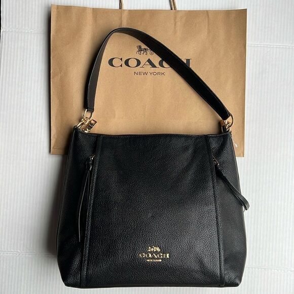 Coach Marlon Hobo In Refined Black Leather Shoulder Bag - Picture 1 of 14
